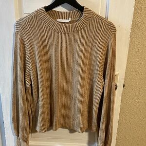 Lush Beige Ribbed Knit Top